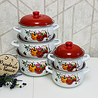 Набір емальованих каструль 5 шт. із товстим дном Edenberg EB-1877 Набір кухонного посуду 10 предметів