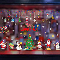 Наклейки новогодние многоразовые украшения на окна Новый год, Рождество Дизайн №3 Код 10-3034