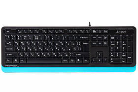 Клавіатура A4Tech FK10 (Blue) Fstyler Sleek MMedia Comfort, USB, Black+Blue (US+Ukrainian+Ukrainian) - MegaLavka
