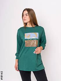 1814-2 Туника жіночі двунитка з принтом батал (3 од: S-M, M-L, L-XL)