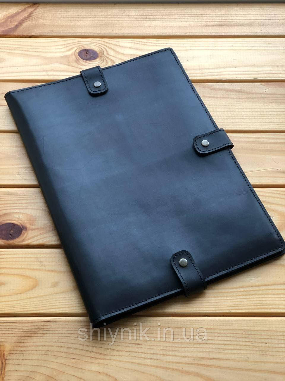 Шкіряна папка для морських документів (папка для документів моряка) чорна, фото 1