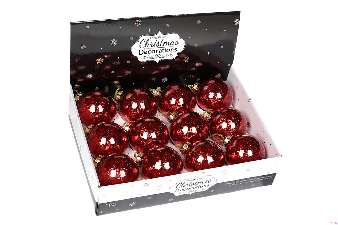 Червоний ялинкова куля з паєтками, фото 1