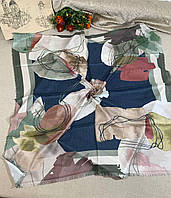 Демисезонный женский платок-шаль с цветочным принтом из Турции 95х95 см