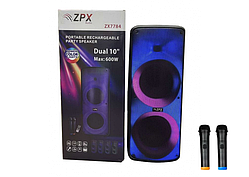 Колонка акумуляторна ZPX-7784 partybox з радіомікрофонами (300W/USB/BT/FM/TWS)