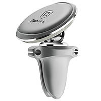 Магнитный автомобильный держатель телефона Baseus Magnetic Air Vent Car Mount with Cable Clip Silver