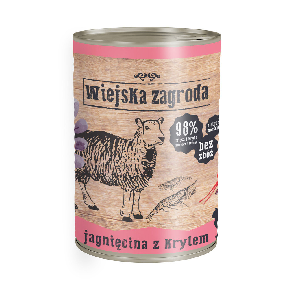 Котячий корм "Баранина з крилем", вологий корм для котів, (5х400 г) - Wiejska Zagroda