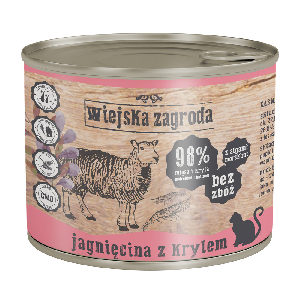 Котячий корм "Баранина з крилем", вологий корм для котів, (10х200 г) - Wiejska Zagroda
