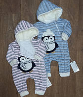 Комбинезон для новорожденных с капюшоном теплый турецкий, детский теплый человечек для малышей
