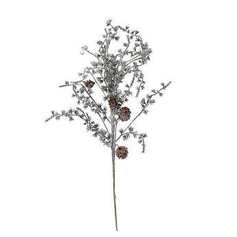 Засніжена гілка хвої з шишками та декором Exner