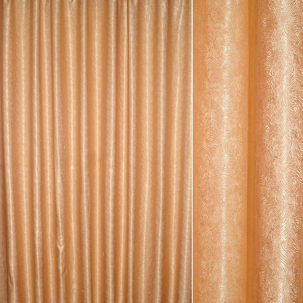 Атлас жакард 2-х-стор. для штор завиток ажурний невеликий оранжево-золотистий, ш.280