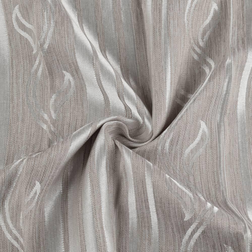 Атлас жакард 2-х-стор. для штор смужка хвиля з листям сірий світлий, ш.280