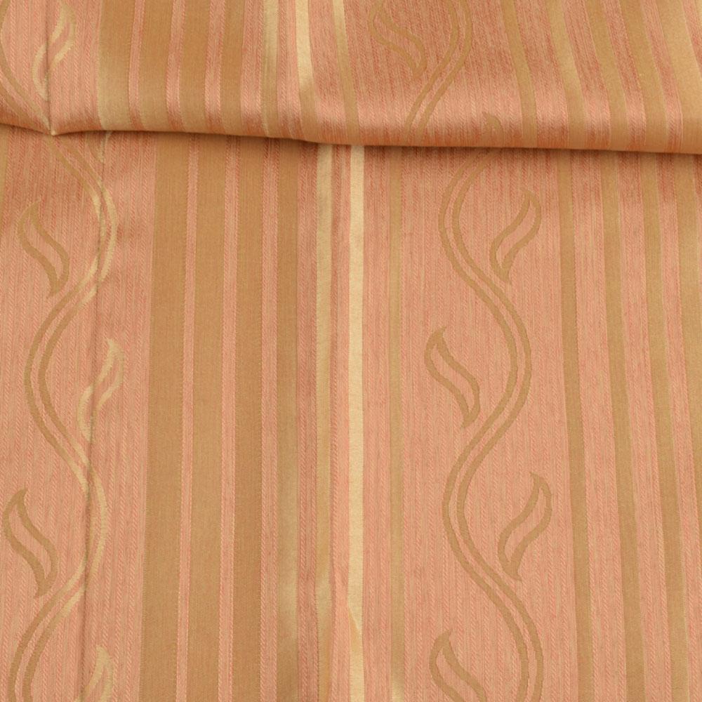 Атлас жакард 2-х-стор. для штор смужка хвиля з листям оранжево-золотистий, ш.280