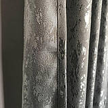 Готовий комплект мармурових штор 200х270 см з тюлем 400х270 см на тасьмі Колір Графіт, фото 5
