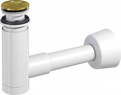 Сифон для раковини PREVEX EasyClean 40 мм клік-клак з переливом метал золотий 1512417