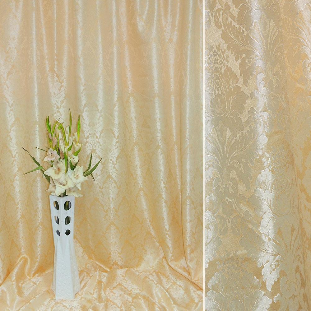 Атлас жакард 2-х-стор. для штор листя квітка жовтий, ш.280