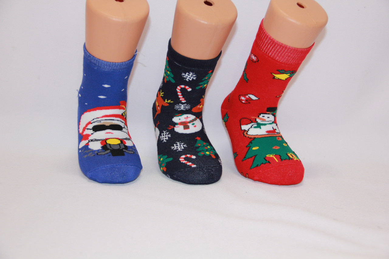 Дитячі шкарпетки махрові новорічні Стиль Люкс 18-20 к-2 Santa мотоцикліст