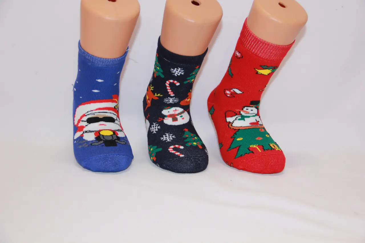 Дитячі шкарпетки махрові новорічні Стиль Люкс 18-20 к-2 Santa мотоцикліст