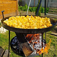 Велика сковорода садж із диска борони 50 см із підставкою для вогню з кришкою і чохлом Подарунок чоловікові коханому