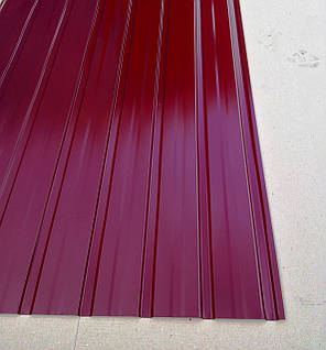 Профнастил для забору ПС-10 колір: вишня 0,20-0,25 мм 1,5 м Х 0,95 м, фото 2