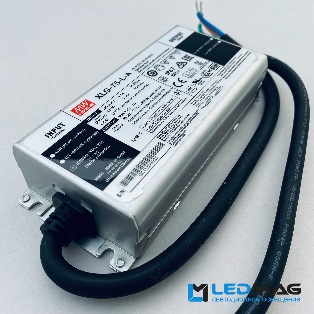 Блок живлення герметичний XLG-75-L-A MEAN WELL 75Вт 750mA