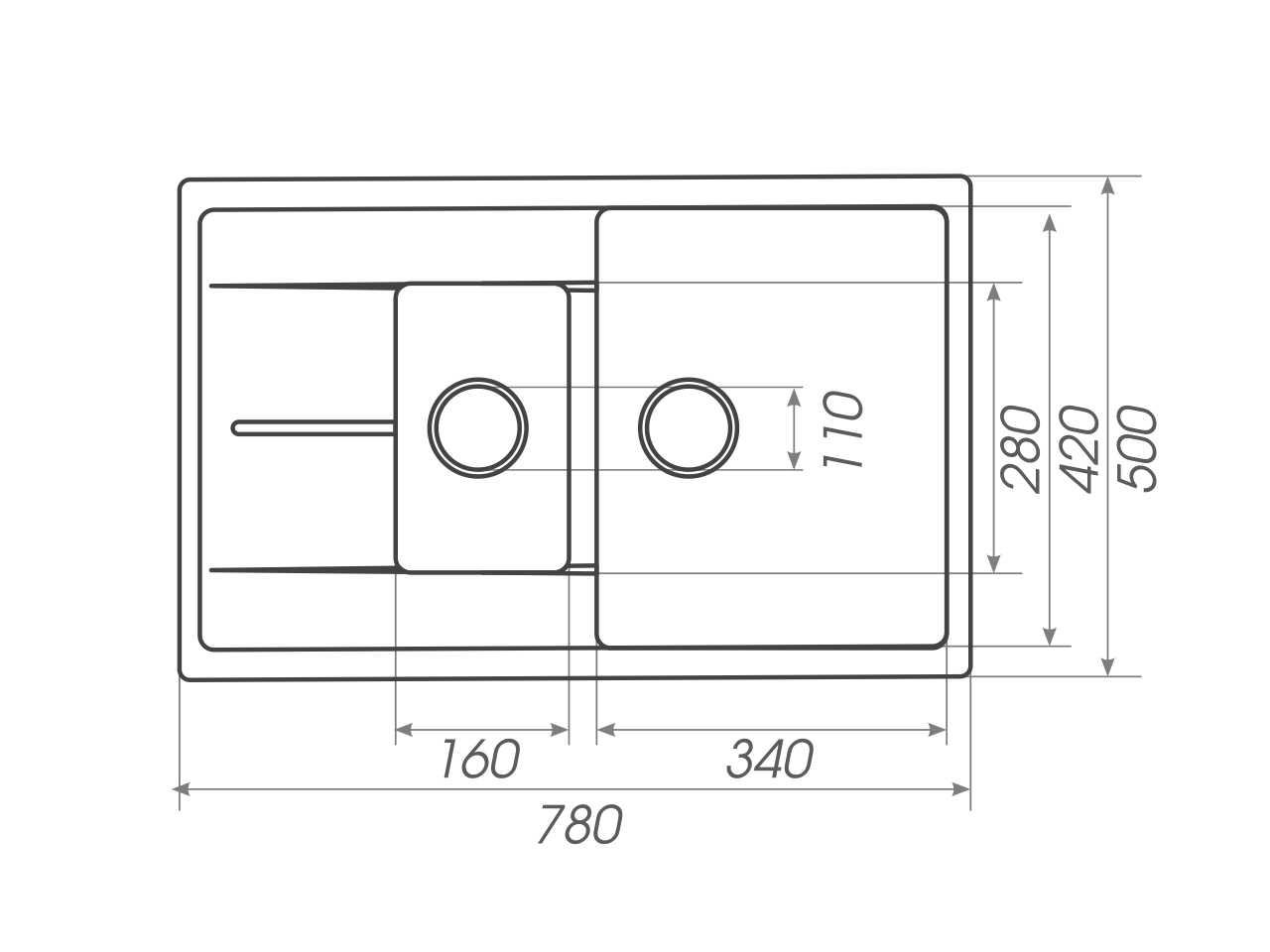 Гранитная мойка для кухни Platinum 7850W KESSAN глянец Графит