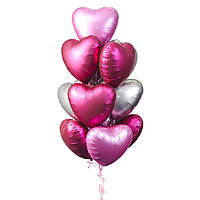 Зв'язка з 13 сатинових кульок у формі серця для коханої