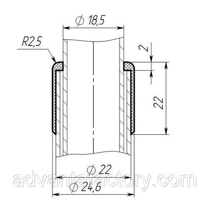 Зовнішня заглушка втулка 22/18 мм чорна, фото 2