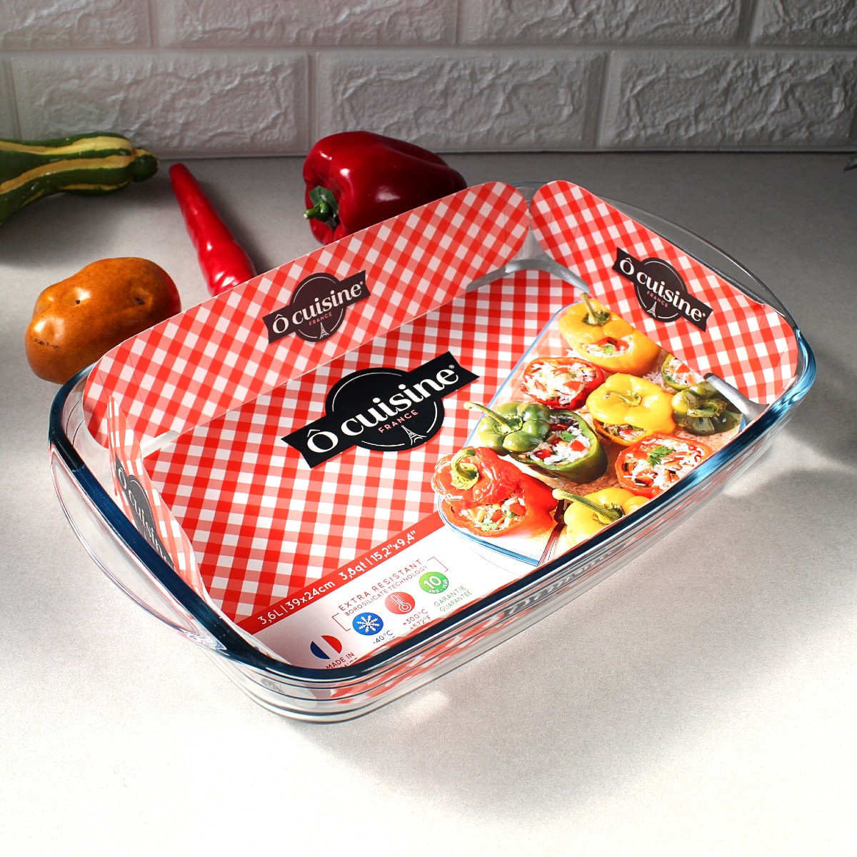 Скляна жаростійка форма CUISINE Basic 39x24x6 см для духовки та мікрохвильової печі