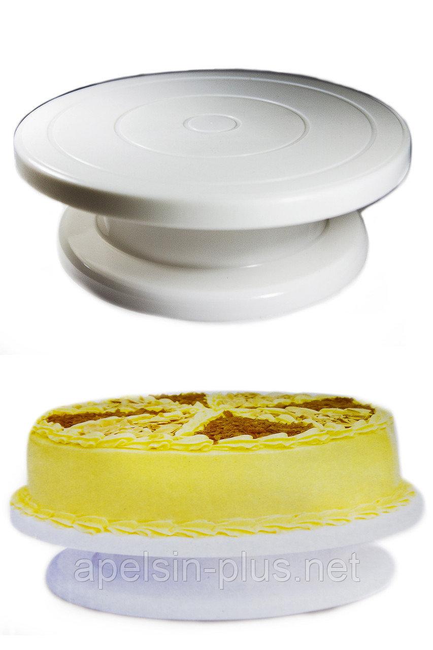 Подставка для декорирования тортов 28 см пластик, Поворотный столик для торта, Стойка для торта на ножке - фото 1 - id-p1486519364