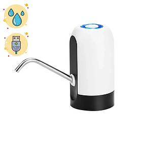Електрична помпа дозатор для води з акумулятором Pump Dispenser Біла. Насадка диспенсер на пляшку кулер
