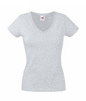 Женская футболка с v-образным вырезом светло серая 398-94