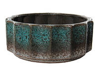 Вазон керамический Shishi "Кашпо, чаша с ребристой поверхностью" голубой и коричневый; d 25,5 см, h 10,5 см