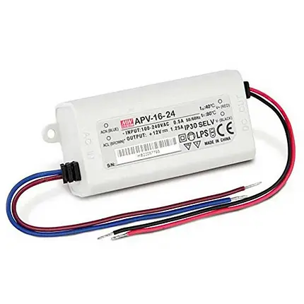 Блок живлення драйвер Mean Well 16W 24V 1.25А IP42 APV-16-24, фото 2