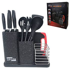 Набір кухонного приладдя та ножів з підставкою 14 предметів Zepline ZP 045