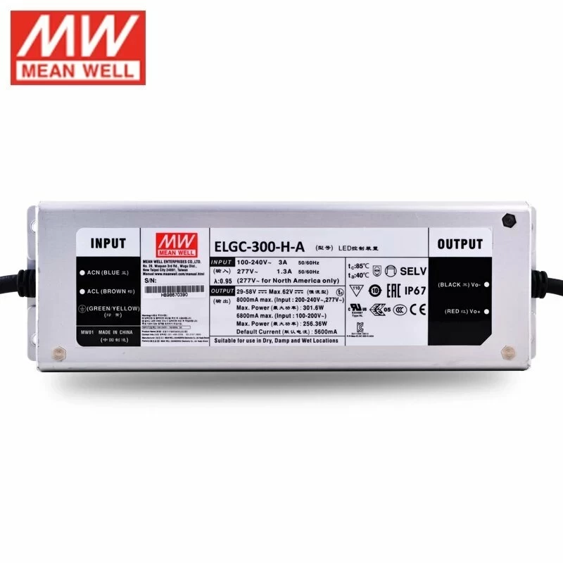 Блок живлення Mean Well 301W 5.2-8A 29-58V IP67 ELGC-300-H-A