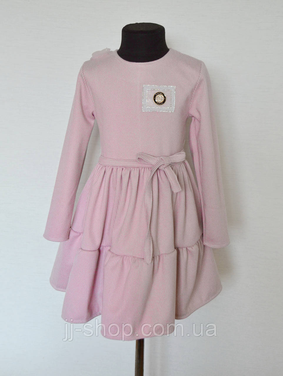 Теплое платье на девочку 6-10 лет детское розового цвета нарядное, цена ...