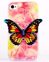 Силиконовый чехол фиолетовая бабочка для Iphone 4/4S