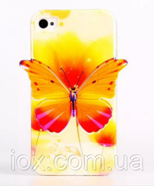 Силіконовий чохол жовтий метелик для Iphone 4/4S