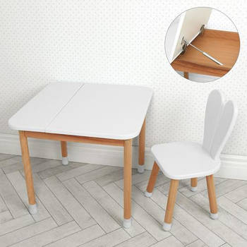 Дитячий дерев'яний столик та стільчик "Зайчик" 04-025W-BOX Білий
