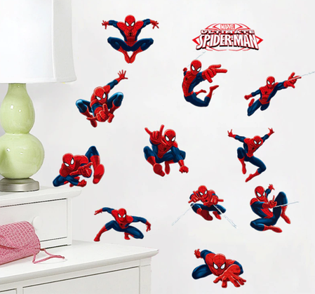 Дитячі наклейки на стіну, двері, шафу, вікна "Людина-павук Spider-Man" (лист 30*60 см), фото 1