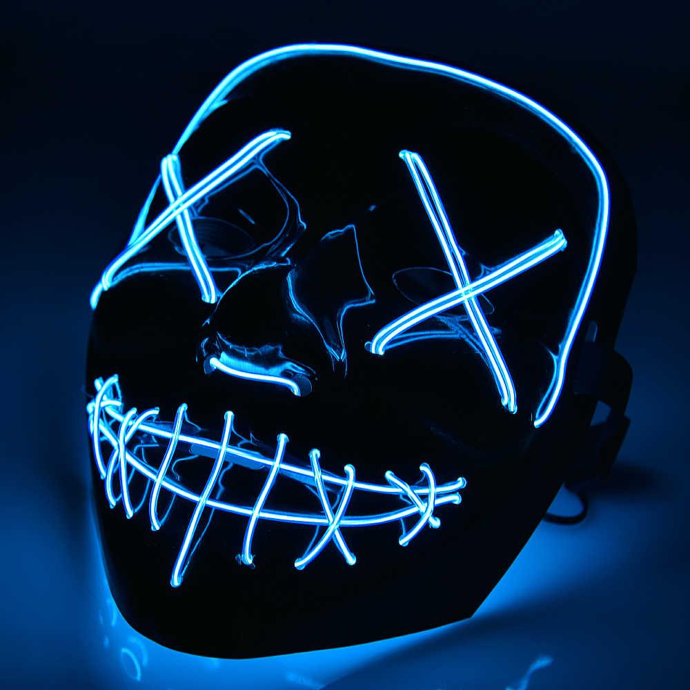 LED маска на Хеллоуїн для обличчя Синя, Halloween маска з судної ночі (маска хэллоуин)
