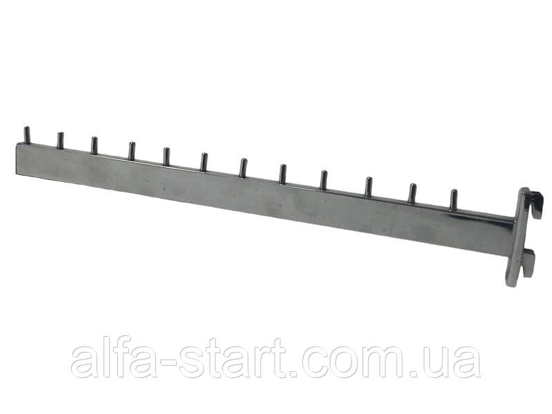 Прямокутний кронштейн Флейта хромований 12 штирів на перфорований профіль, фото 1