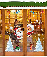 Наклейки новогодние многоразовые украшения на окна Новый год, Рождество Дизайн №2 Код 10-3033