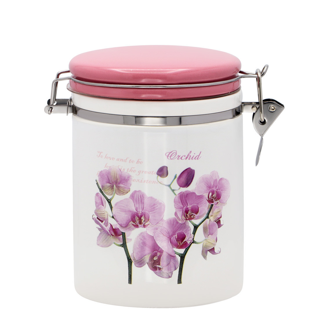 Банка керамічна із замком 680 мл "Орхідея рожева" ZF 6263 OP, фото 1