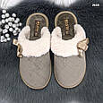 Тапочки домашні жіночі Белста кавового кольору з хутряною опушкою, фото 5