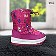 Чобітки дутики дитячі для дівчинки Hengji малинові 22-27 р, фото 2