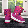 Чобітки дутики дитячі для дівчинки Hengji малинові 22-27 р, фото 3