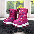 Чобітки дутики дитячі для дівчинки Hengji малинові 22-27 р, фото 4