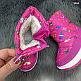 Чобітки дутики дитячі для дівчинки Hengji малинові 22-27 р, фото 5