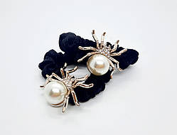 Велюрова резинка чорна павук